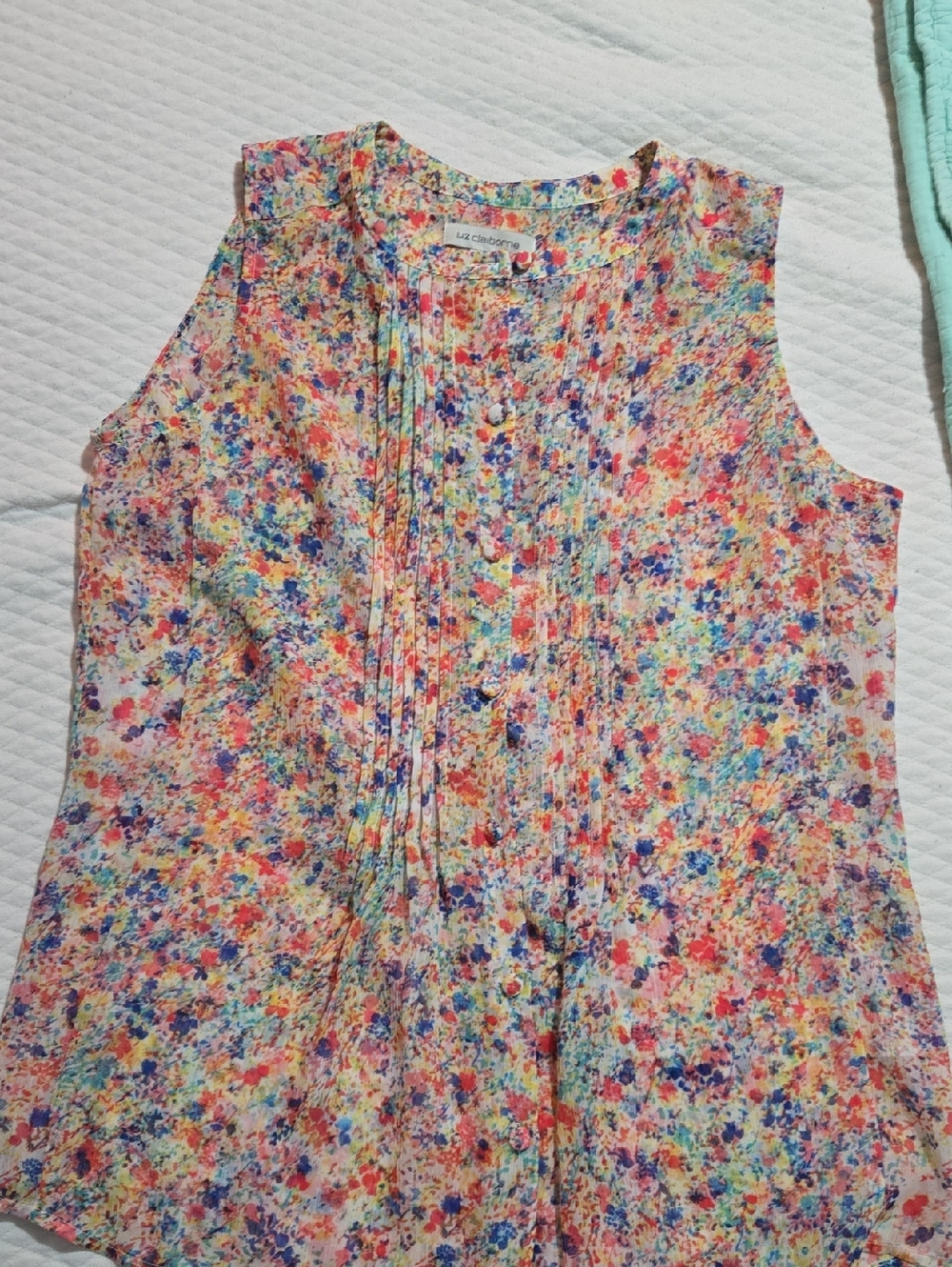 Liz Claiborne Colorful Floral Button-Down Blouse